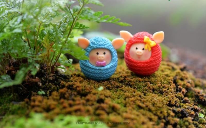 Lovers Pig Doll Small Pig Toys Wool Pig Fairy Garden Decoration Cute Fairy Garden Accessories Pot Bonsai Moss Fairy Garden Micro Landscape Miniature Garden Fleshy Terrariums Fairy Garden Decoration - 描述图 2