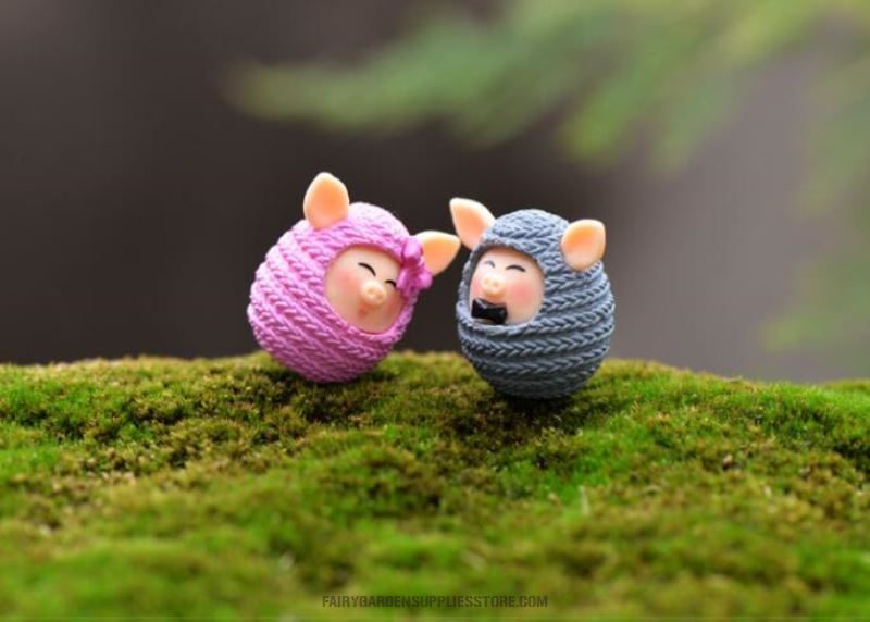 Lovers Pig Doll Small Pig Toys Wool Pig Fairy Garden Decoration Cute Fairy Garden Accessories Pot Bonsai Moss Fairy Garden Micro Landscape Miniature Garden Fleshy Terrariums Fairy Garden Decoration - 描述图 4