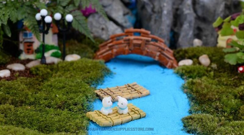 Mini Fairy Garden Ship Pot Bonsai Micro Landscape Miniature Garden Decorate Emulational Mini Resin Terrariums Fairy Garden Decoration Aquarium Fairy Garden Accessories Log Raft Bamboo Raft Small Boat Aquarium Fleshy Fairy Garden Ornament - 描述图 2