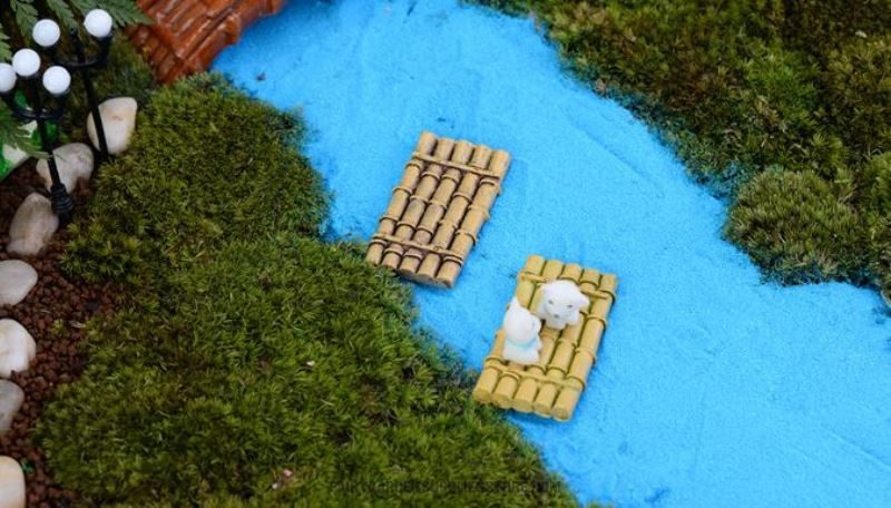 Mini Fairy Garden Ship Pot Bonsai Micro Landscape Miniature Garden Decorate Emulational Mini Resin Terrariums Fairy Garden Decoration Aquarium Fairy Garden Accessories Log Raft Bamboo Raft Small Boat Aquarium Fleshy Fairy Garden Ornament - 描述图 3