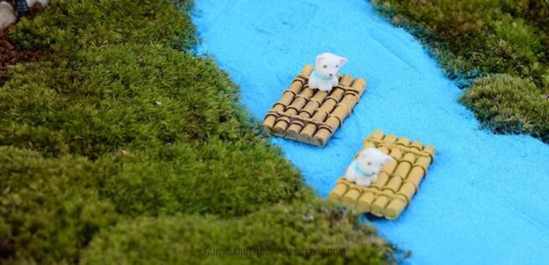 Mini Fairy Garden Ship Pot Bonsai Micro Landscape Miniature Garden Decorate Emulational Mini Resin Terrariums Fairy Garden Decoration Aquarium Fairy Garden Accessories Log Raft Bamboo Raft Small Boat Aquarium Fleshy Fairy Garden Ornament - 描述图 4