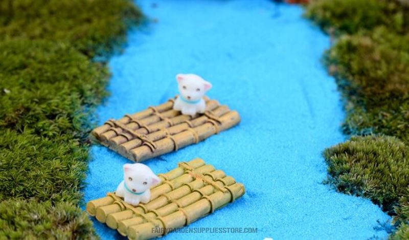 Mini Fairy Garden Ship Pot Bonsai Micro Landscape Miniature Garden Decorate Emulational Mini Resin Terrariums Fairy Garden Decoration Aquarium Fairy Garden Accessories Log Raft Bamboo Raft Small Boat Aquarium Fleshy Fairy Garden Ornament - 描述图 5