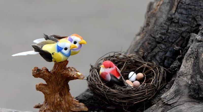 Mini Fairy Garden Animals Birds Nest Resin Eggs Pot Bonsai Micro Landscape Miniature Garden Terrariums Fairy Garden Decoration Wholesale Fairy Garden Accessories Tree Diy Material Decorate Landscaping Emulational Small Birds - 描述图 1