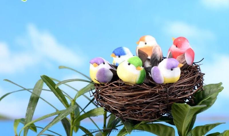 Mini Fairy Garden Animals Birds Nest Resin Eggs Pot Bonsai Micro Landscape Miniature Garden Terrariums Fairy Garden Decoration Wholesale Fairy Garden Accessories Tree Diy Material Decorate Landscaping Emulational Small Birds - 描述图 2