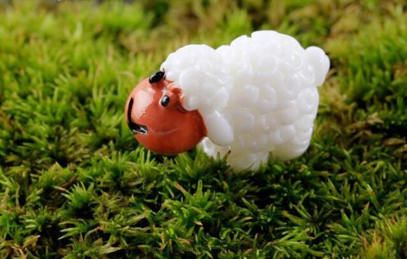 Lovers Ssheep Statue White Sheep Figurine Small Sheep Metoo Shaun Sheep Moss Fairy Garden Animals Micro Landscape Miniature Garden Fairy Garden Decoration Wholesale Fairy Garden Accessories Supplies Resin Fairy Garden Ornament - 描述图 4