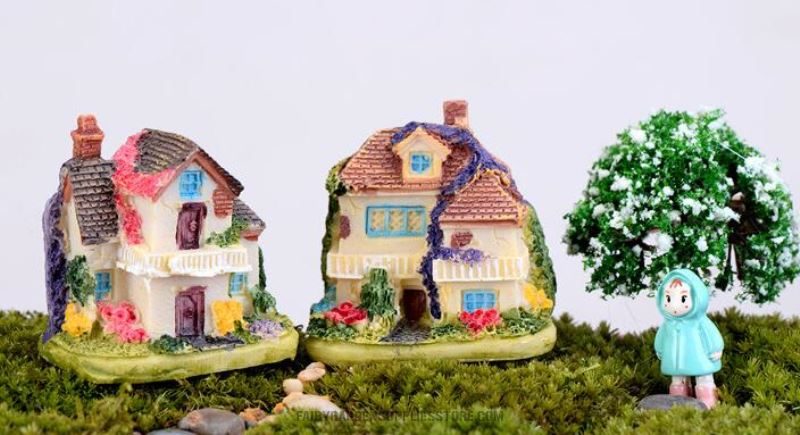 Mini Fairy Garden Castle Pot Bonsai Micro Landscape Miniature Garden Ecology Bottle Terrariums Fairy Garden Ornament Ivy Leaf Wall Villa Diy Assemble Fairy Garden Decoration House Wholesale Fairy Garden Accessories Supplies - 描述图 4