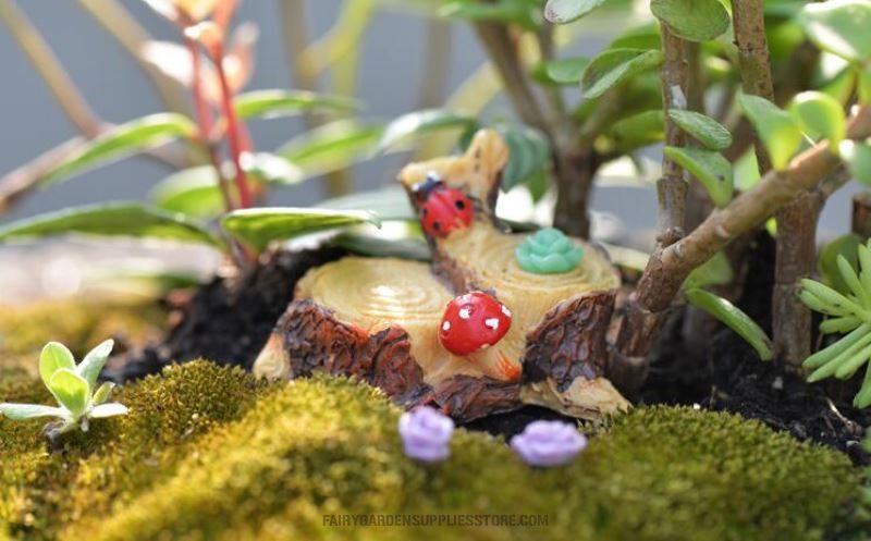 Indoor Succulent Mini Fairy Garden Stump Decoration Terrariums Fairy Garden Accessories Supplies Small Mushroom Ladybug Stub Stump Resin Stake Original Craftwork Pot Bonsai Micro Landscape Miniature Garden Plants Figurine - 描述图 4