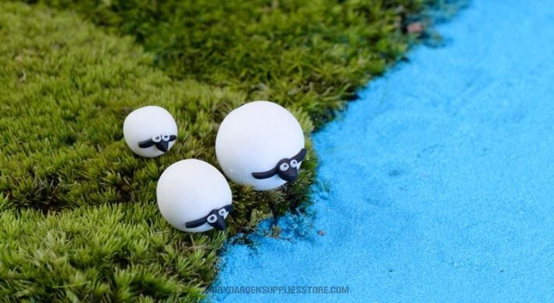 Mini Fairy Garden Animals Resin Sheep Figurine Indoor Micro Landscape Miniature Garden Fairy Garden Decoration Wholesale Fairy Garden Accessories Supplies Kids Doll Gift - 描述图 2