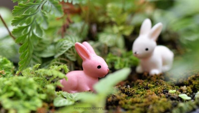 Moss Fairy Garden Rabbit Figurines Christmas Decorations For Home Flower Plant Pot Ornament Kids Toy Fairy Garden Decoration Wholesale Fairy Garden Accessories Supplies Pink White Small Bunnies - 描述图 1