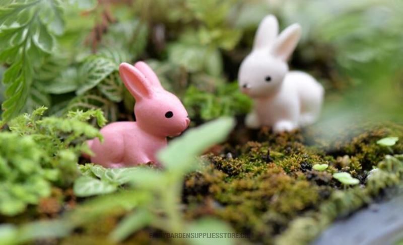 Moss Fairy Garden Rabbit Figurines Christmas Decorations For Home Flower Plant Pot Ornament Kids Toy Fairy Garden Decoration Wholesale Fairy Garden Accessories Supplies Pink White Small Bunnies - 描述图 2