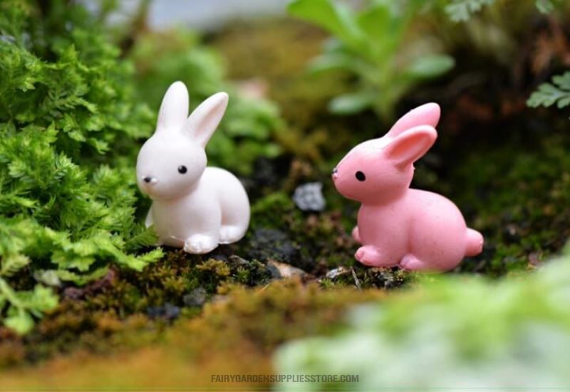 Moss Fairy Garden Rabbit Figurines Christmas Decorations For Home Flower Plant Pot Ornament Kids Toy Fairy Garden Decoration Wholesale Fairy Garden Accessories Supplies Pink White Small Bunnies - 描述图 3
