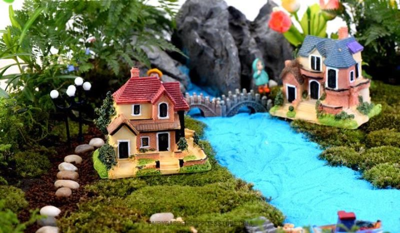Mini Fairy Garden Kits Castle Model Kids Gifts Micro Landscape Miniature Garden Decorate Fairy Garden Decoration Wholse Fairy Garden Accessories Supplies Big Villa Small House - 描述图 2