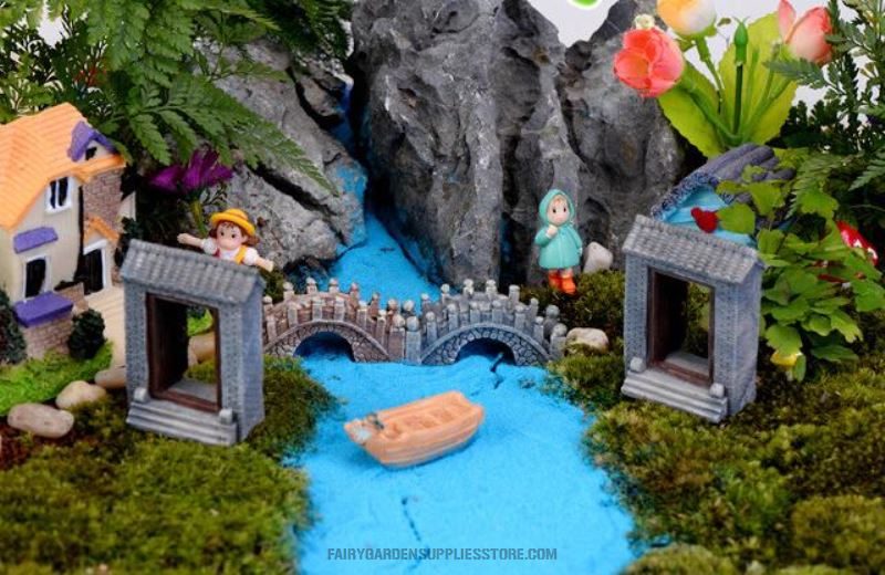 Mini Fairy Garden Figurines Micro Landscape Miniature Garden Original Green Plants Resin Green Grass Tile Big Door Opened Decorate Pot Bonsai Fairy Garden Decoration Terrariums Cheap Fairy Garden Accessories Supplies - 描述图 1