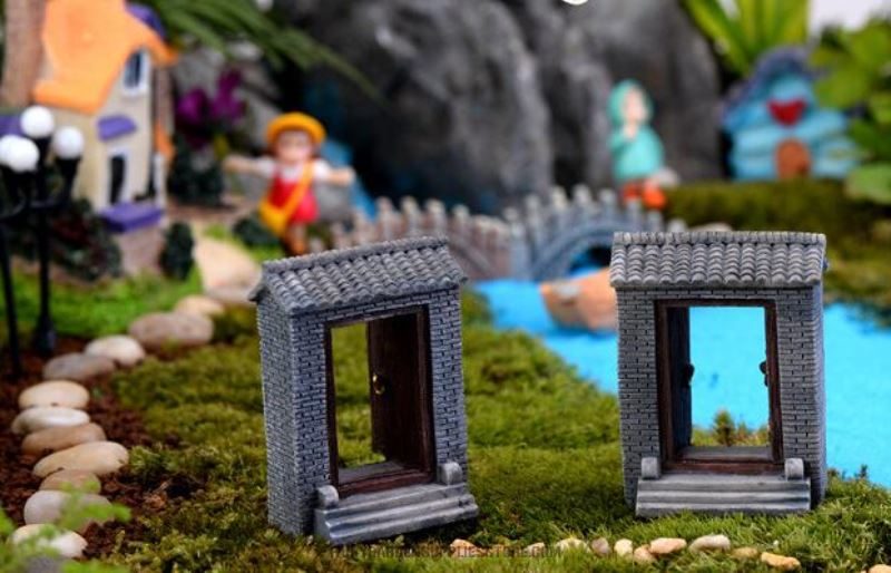 Mini Fairy Garden Figurines Micro Landscape Miniature Garden Original Green Plants Resin Green Grass Tile Big Door Opened Decorate Pot Bonsai Fairy Garden Decoration Terrariums Cheap Fairy Garden Accessories Supplies - 描述图 3