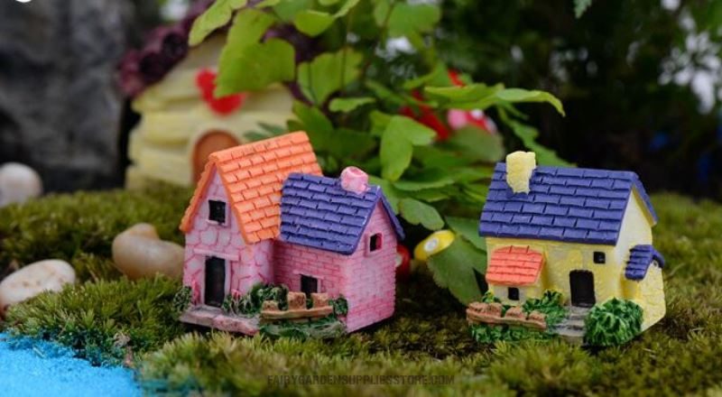 Miniature Fairy Garden Rural Villa Small House Pot Bonsai Fairy Garden Micro Landscape Miniature Garden Resin Castle Fairy Garden Decoration Terrariums Fairy Garden Accessories - 描述图 4