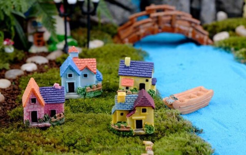 Miniature Fairy Garden Rural Villa Small House Pot Bonsai Fairy Garden Micro Landscape Miniature Garden Resin Castle Fairy Garden Decoration Terrariums Fairy Garden Accessories - 描述图 5