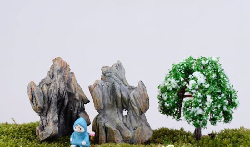 Moss Fairy Garden Rockery Resin Mountain Micro Landscape Miniature Garden Ecology Bottle Gardens Rockery Desktop Fleshy Pot Decorate - 描述图 1