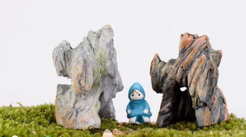 Moss Fairy Garden Rockery Resin Mountain Micro Landscape Miniature Garden Ecology Bottle Gardens Rockery Desktop Fleshy Pot Decorate - 描述图 2