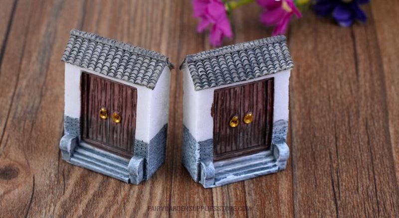 Mini Fairy Garden Supplies Micro Landscape Wall Miniature Garden Original Green Plants Resintile Big Door Decorate Fairy Garden Decoration Fairy Garden Accessories - 描述图 2