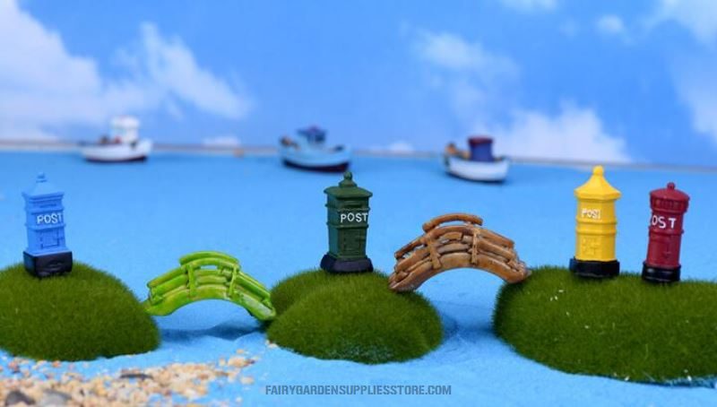 Mini Fairy Garden Accessories Supplies Micro Landscape Miniature Garden Resin Pot Bonsai Fairy Garden Decoration Terrarium Fairy Garden Accessories Retro Mailbox Small Resin Mailbox - 描述图 1