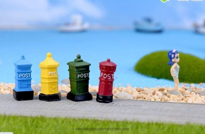 Mini Fairy Garden Accessories Supplies Micro Landscape Miniature Garden Resin Pot Bonsai Fairy Garden Decoration Terrarium Fairy Garden Accessories Retro Mailbox Small Resin Mailbox - 描述图 2