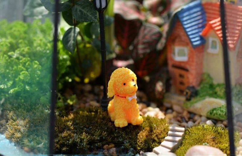 Fairy Garden Animals Pet Teddy Dog Figurines Micro Landscape Miniature Garden Fairy Garden Decoration Wholesale Fairy Garden Accessories Supplies Resin Arts And Crafts Diy Landscaping Fairy Garden Ornament 3Style Small Poodle Small Dog - 描述图 1