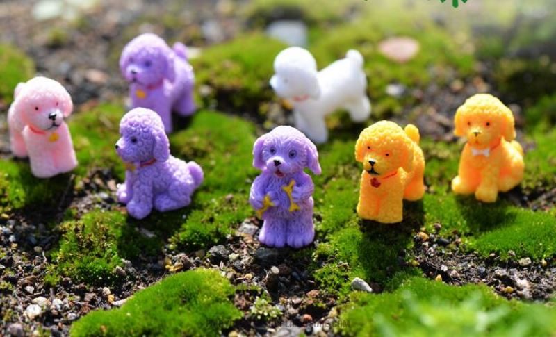 Fairy Garden Animals Pet Teddy Dog Figurines Micro Landscape Miniature Garden Fairy Garden Decoration Wholesale Fairy Garden Accessories Supplies Resin Arts And Crafts Diy Landscaping Fairy Garden Ornament 3Style Small Poodle Small Dog - 描述图 2