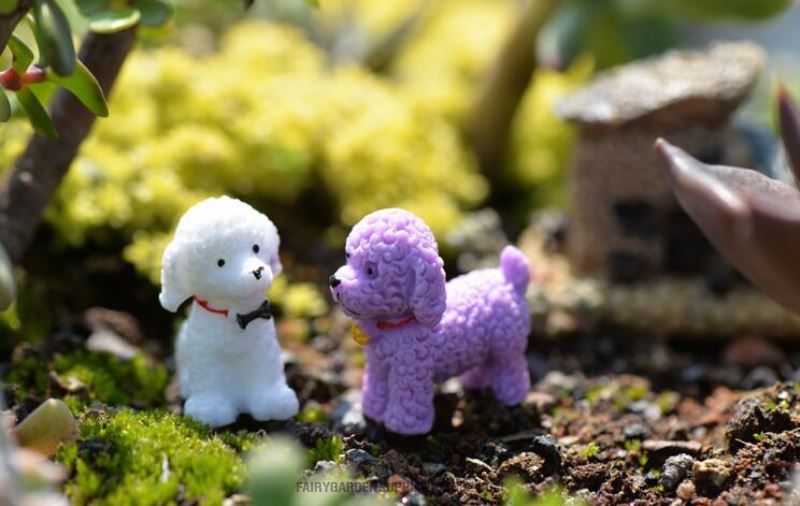 Fairy Garden Animals Pet Teddy Dog Figurines Micro Landscape Miniature Garden Fairy Garden Decoration Wholesale Fairy Garden Accessories Supplies Resin Arts And Crafts Diy Landscaping Fairy Garden Ornament 3Style Small Poodle Small Dog - 描述图 3