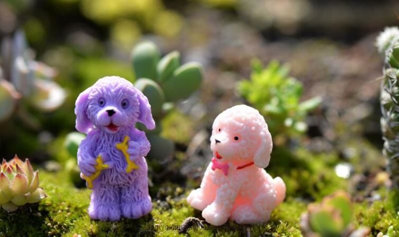 Fairy Garden Animals Pet Teddy Dog Figurines Micro Landscape Miniature Garden Fairy Garden Decoration Wholesale Fairy Garden Accessories Supplies Resin Arts And Crafts Diy Landscaping Fairy Garden Ornament 3Style Small Poodle Small Dog - 描述图 4