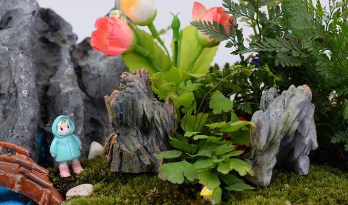 Moss Fairy Garden Rockery Resin Mountain Micro Landscape Miniature Garden Ecology Bottle Gardens Rockery Desktop Fleshy Pot Decorate - 描述图 3