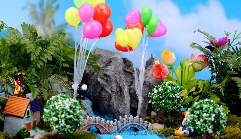 Wholesale Mini Fairy Garden Supplies Micro Landscape Miniature Garden Pot Bonsai Fairy Garden Decoration Terrariums Fairy Garden Accessories Mini Small Balloon Pvc Balloon Shot Stage Property Home Furnishing Decorate Material Fairy Garden Ornament - 描述图 1