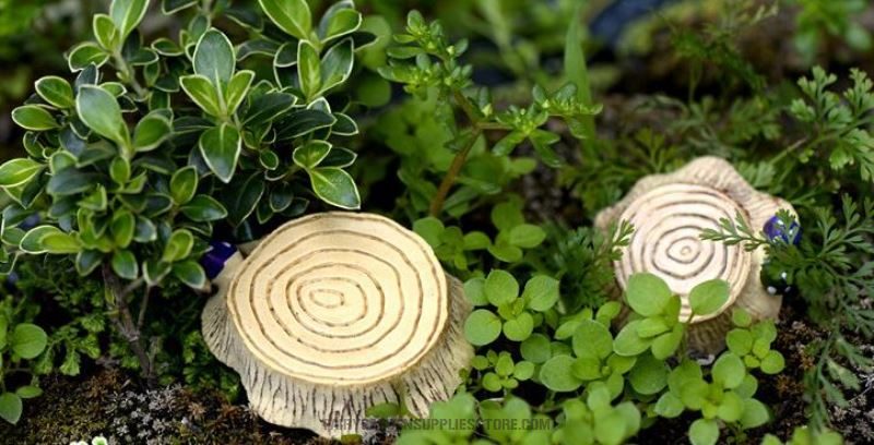 Wholesale Fairy Garden Supplies Micro Landscape Miniature Garden Pot Bonsai Fairy Garden Ornament Resin Stump Mushroom Thread Wood Pile Stool Stub Terrariums Fairy Garden Decoration Fairy Garden Accessories Diy - 描述图 1