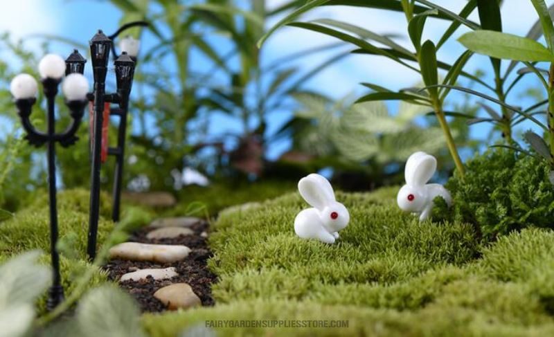 Indoor Mini Wholesale Fairy Garden Accessories Supplies Micro Landscape Miniature Garden Material Resin Red White Rabbit Doll Diy Assemble Toys Small Container Fairy Garden Decoration Animals Figurines Terrariums - 描述图 3