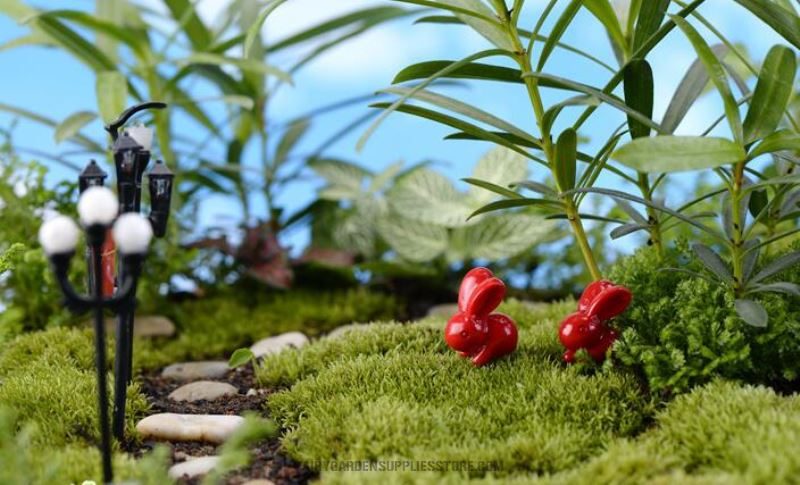 Indoor Mini Wholesale Fairy Garden Accessories Supplies Micro Landscape Miniature Garden Material Resin Red White Rabbit Doll Diy Assemble Toys Small Container Fairy Garden Decoration Animals Figurines Terrariums - 描述图 4