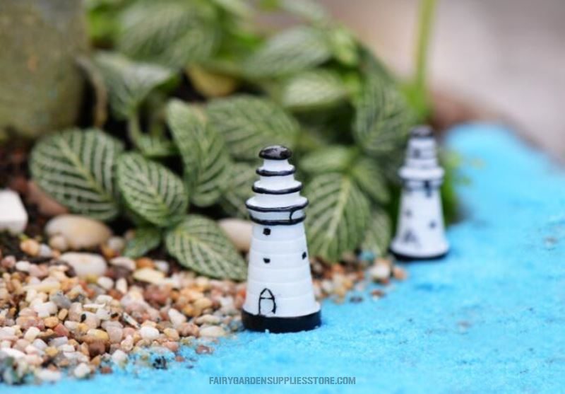 Cheap Indoor Mini Fairy Garden Supplies Resin Lighthouse Container Micro Landscape Miniature Garden Ecology Bottle Pot Bonsai Fairy Garden Ornament Small White Lighting Pagoda Diy Terrariums Fairy Garden Accessories - 描述图 2