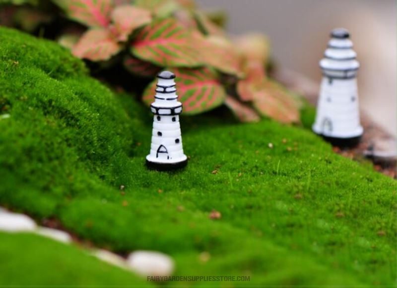 Cheap Indoor Mini Fairy Garden Supplies Resin Lighthouse Container Micro Landscape Miniature Garden Ecology Bottle Pot Bonsai Fairy Garden Ornament Small White Lighting Pagoda Diy Terrariums Fairy Garden Accessories - 描述图 3