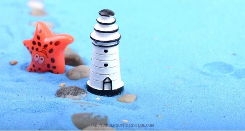 Cheap Indoor Mini Fairy Garden Supplies Resin Lighthouse Container Micro Landscape Miniature Garden Ecology Bottle Pot Bonsai Fairy Garden Ornament Small White Lighting Pagoda Diy Terrariums Fairy Garden Accessories - 描述图 5