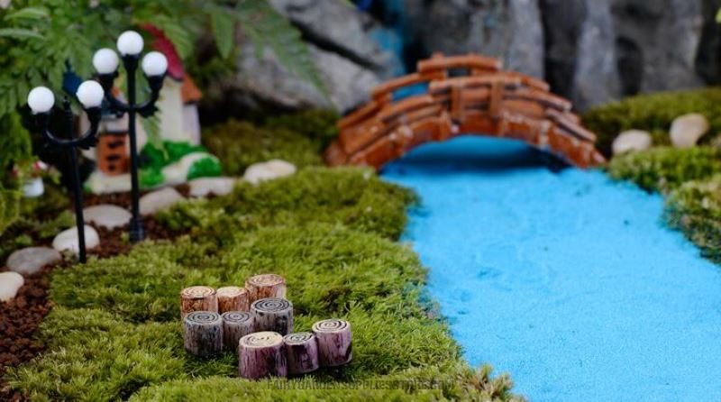 Kits Wood Pile Pier Stub Pier Small Bridge Mini Fairy Garden Accessories Supplies Micro Landscape Miniature Garden Pot Bonsai Fairy Garden Decoration Resin Arts And Crafts Room Decor Resin Stump - 描述图 3
