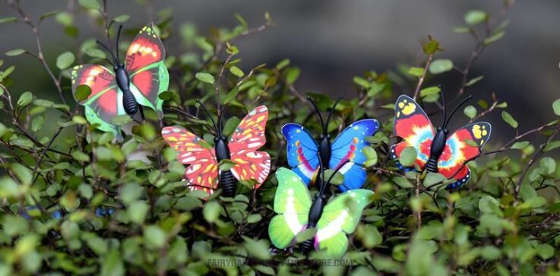 Mini Fairy Garden Accessories Animals Pot Bonsai Micro Landscape Terrariums Miniature Garden Fairy Garden Ornament Emulational Butterflies Mini Butterfly Cartoon Colourful Insect Diy Assemble Small Fairy Garden Decoration - 描述图 1