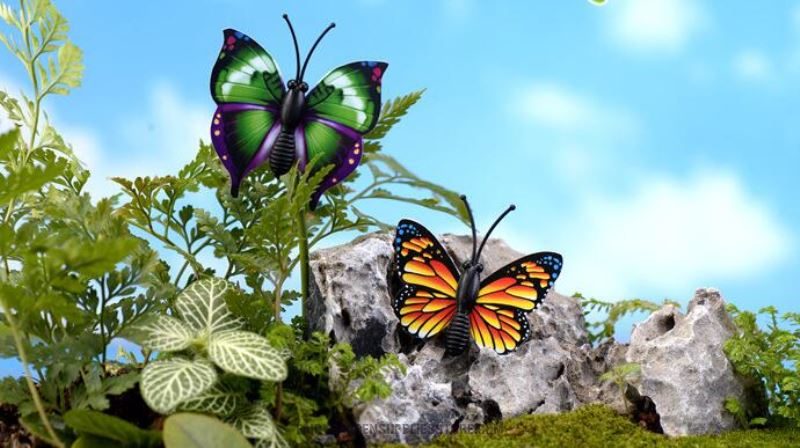 Mini Fairy Garden Accessories Animals Pot Bonsai Micro Landscape Terrariums Miniature Garden Fairy Garden Ornament Emulational Butterflies Mini Butterfly Cartoon Colourful Insect Diy Assemble Small Fairy Garden Decoration - 描述图 2
