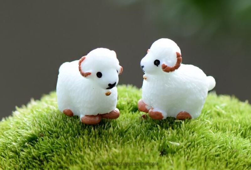 Mini Fairy Garden Supplies Animals Resin Goat Pot Bonsai Micro Landscape Terrariums Miniature Garden Succulent Plants Kits Fairy Garden Decoration Fairy Garden Accessories Sheep Kids Toy - 描述图 2
