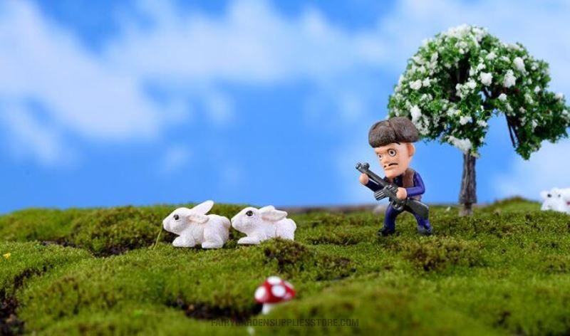 Mini Fairy Garden Supplies Animals Pot Bonsai Fairy Garden Decoration Terrariums Fairy Garden Kits Accessories Lovely Small White Rabbit Bunnies Darling Doll Comic Bunnies - 描述图 3