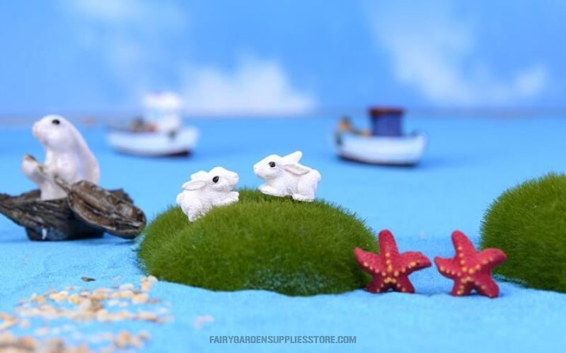 Mini Fairy Garden Supplies Animals Pot Bonsai Fairy Garden Decoration Terrariums Fairy Garden Kits Accessories Lovely Small White Rabbit Bunnies Darling Doll Comic Bunnies - 描述图 4