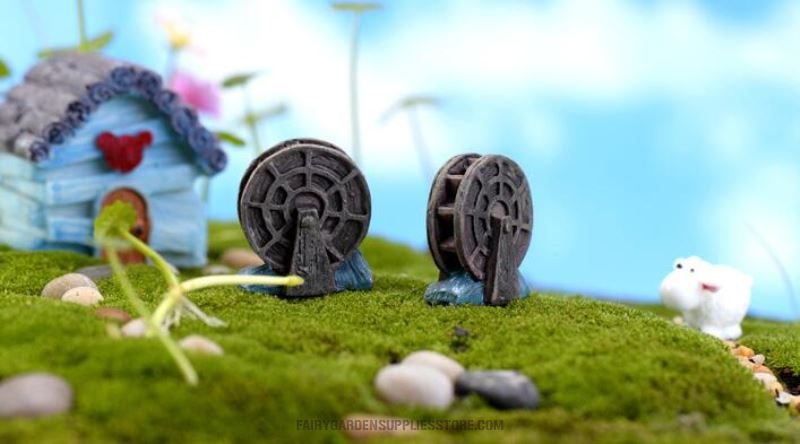 Indoor Mini Fairy Garden Building Terrariums Micro Landscape Pot Bonsai Miniature Garden Container Fairy Garden Decoration Wholesale Fairy Garden Accessories Supplies Nostalgia Edition Mini Waterwheel - 描述图 1