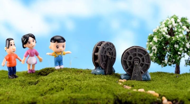 Indoor Mini Fairy Garden Building Terrariums Micro Landscape Pot Bonsai Miniature Garden Container Fairy Garden Decoration Wholesale Fairy Garden Accessories Supplies Nostalgia Edition Mini Waterwheel - 描述图 2