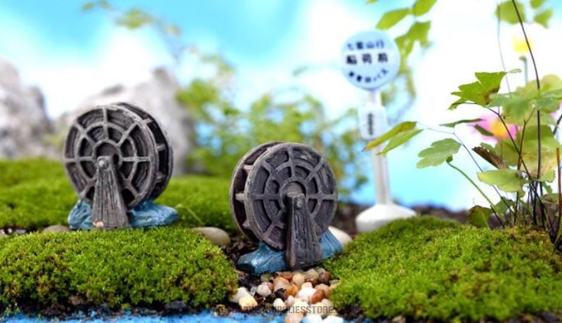 Indoor Mini Fairy Garden Building Terrariums Micro Landscape Pot Bonsai Miniature Garden Container Fairy Garden Decoration Wholesale Fairy Garden Accessories Supplies Nostalgia Edition Mini Waterwheel - 描述图 3