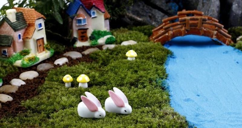 Small White Rabbit Bunnies Tuzki Big Ears Bunnies Cheap Fairy Garden Supplies Micro Landscape Miniature Garden Wholesale Fairy Garden Kits Accessories Resin Terrariums Fairy Garden Decoration - 描述图 1