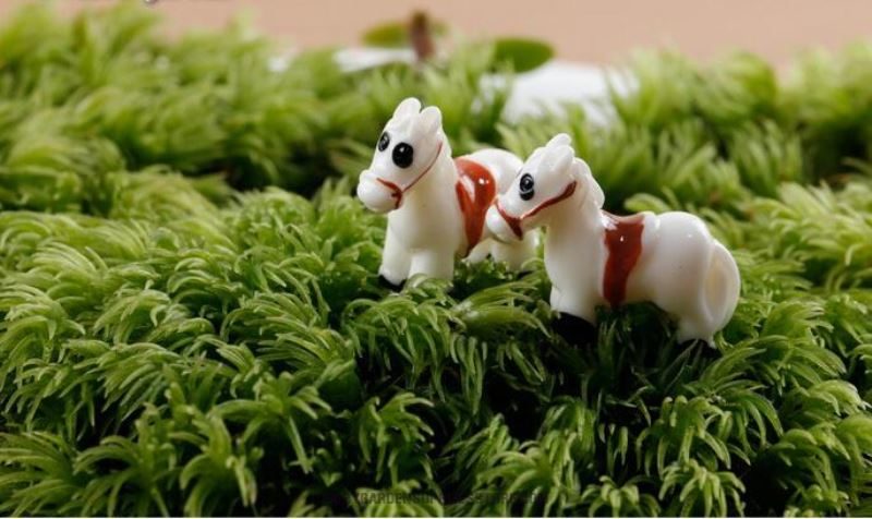 Indoor Mini Container Fairy Garden Kits Supplies Micro Landscape Miniature Garden Ecology Bottle Fairy Garden Ornament Lovely Mini White Horses Terrariums Wholesale Fairy Garden Accessories - 描述图 2