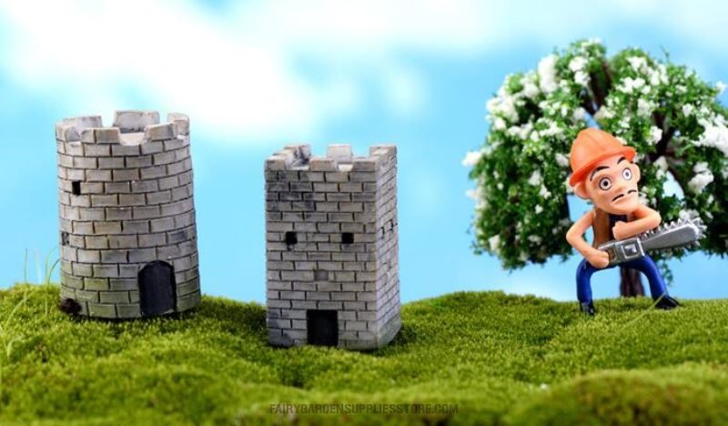 Mini Fairy Garden Build Pot Bonsai Micro Landscape Miniature Garden Terrariums Fairy Garden Decoration Wholesale Fairy Garden Accessories Supplies Aquarium Landscaping Emulational Castle Wall Pass Resin House - 描述图 1