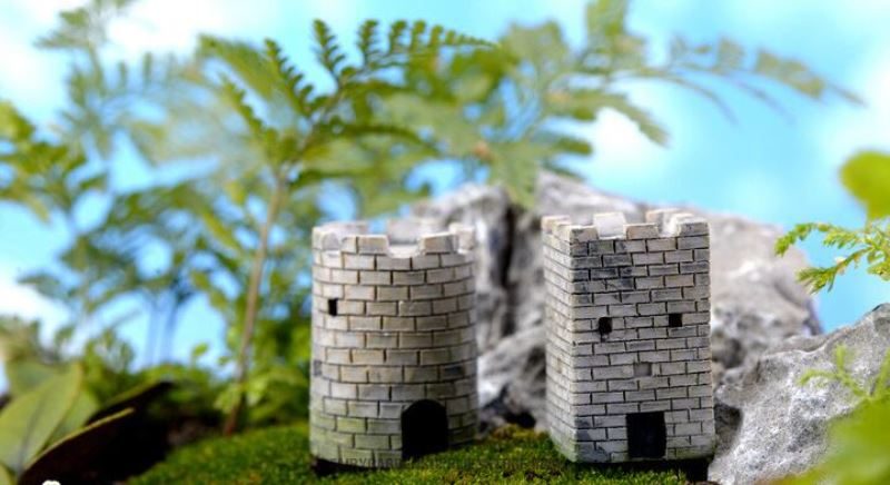 Mini Fairy Garden Build Pot Bonsai Micro Landscape Miniature Garden Terrariums Fairy Garden Decoration Wholesale Fairy Garden Accessories Supplies Aquarium Landscaping Emulational Castle Wall Pass Resin House - 描述图 3